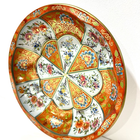 Vintage Daher Orange Flower Tinware Serving Bowl - Picture 3 of 6